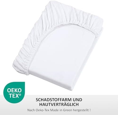 Jersey-Spannbettlaken 100% Baumwolle – 100% gekämmte Baumwolle, 90 x 200 cm (Steghöhe 27 cm)