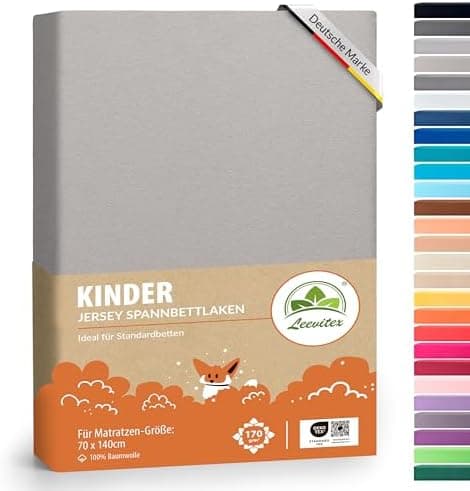 leevitex® Spannbettlaken 180x200–200x200 cm | 100% Jersey-Baumwolle | für Matratzen bis 25 cm