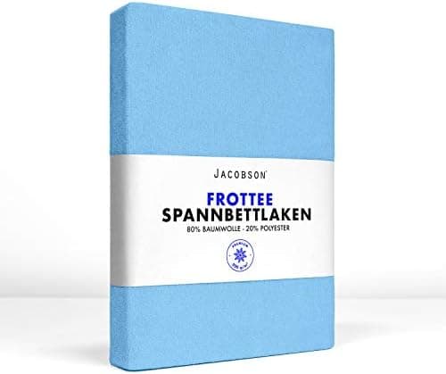 Jacobson Premium Frottee-Spannbettlaken aus Baumwolle, 200 g/m² (120–130 x 200 cm) – Grau