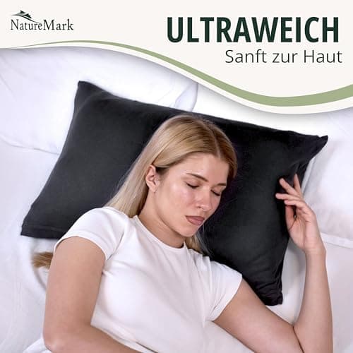 NatureMark Jersey Kissenbezüge – weich & atmungsaktiv, hautfreundlich – 40x40 cm, Anthrazit