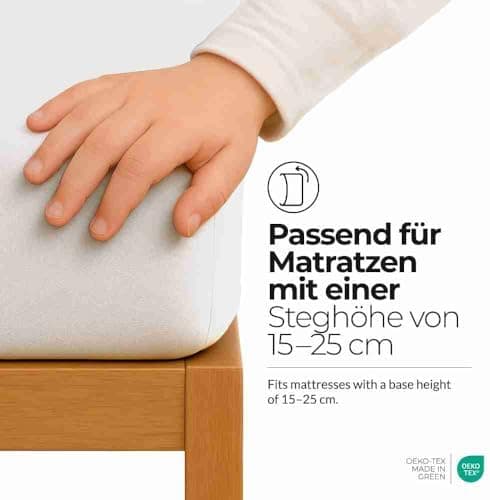 etérea Jersey-Spannbettlaken 80x200 cm Weiß – 100% Baumwolle, OEKO-TEX MADE IN GREEN & STANDARD 100