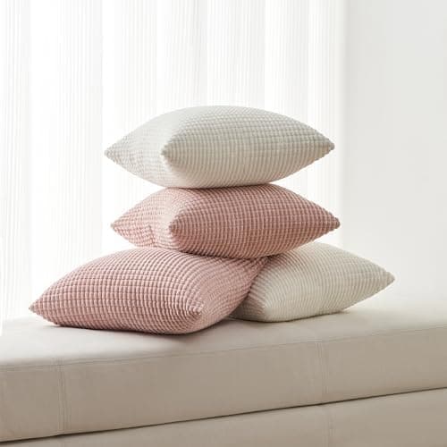 Topfinel Kissenbezüge 40x40 cm 4er-Set Rosa – Cord-Optik, flauschig, GRS‑zertifiziert