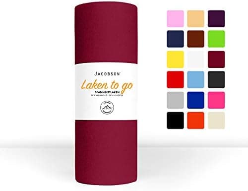 Jacobson Jersey-Spannbettlaken – 50% Baumwolle/50% Polyester, elastisch & hautsympathisch – 180–200 x 200 cm, 1er Set, N