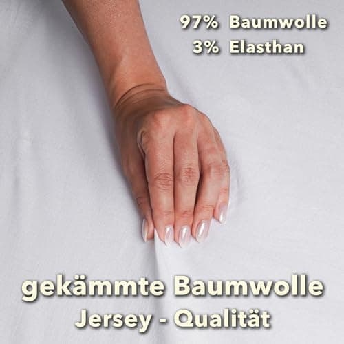 STUDIO Spannbettlaken Jersey – 97 % Baumwolle / 3 % Elastan – 120×200 / 120×220 / 130×200 / 130×220 cm, passend für Matr