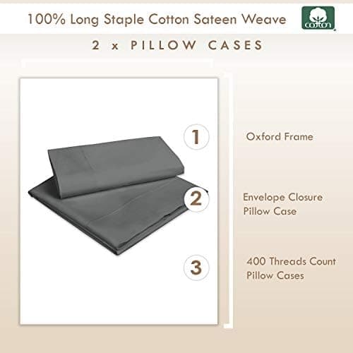 Pizuna Kissenbezüge 2er-Pack 40 x 80 cm Dunkelblau – 100% Langstapel-Baumwolle, 400 Fadenzahl