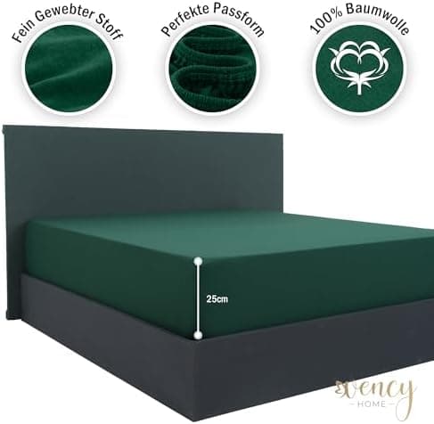 Vency Spannbettlaken 90x200 cm (bis 25 cm Matratzenhöhe) – 100% Baumwolle, Weiß