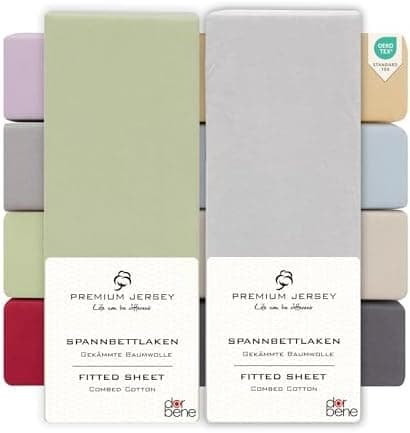Spannbettlaken 90x200 – Jersey 100% gekämmte Baumwolle, passend für Matratzen bis 30 cm