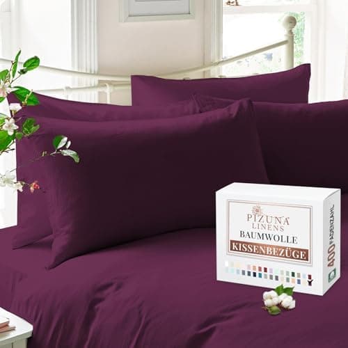Pizuna Kissenbezüge 2er-Pack 40 x 80 cm Dunkelblau – 100% Langstapel-Baumwolle, 400 Fadenzahl