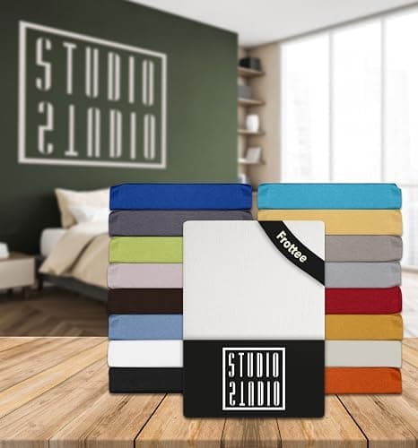 STUDIO Basic Frottee-Spannbettlaken 90 x 200 cm – weiches 80% Baumwolle/20% Polyester, elastisch & bügelfrei, OEKO-TEX f