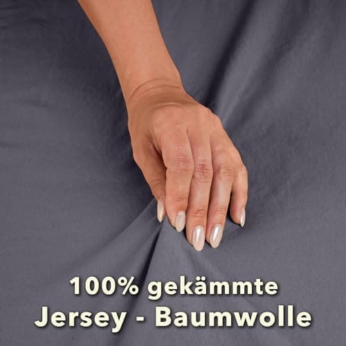 STUDIO Basic Spannbettlaken 200×220 cm – Jersey aus 100% gekämmter Baumwolle, elastisch & bügelfrei, passend für Matratz