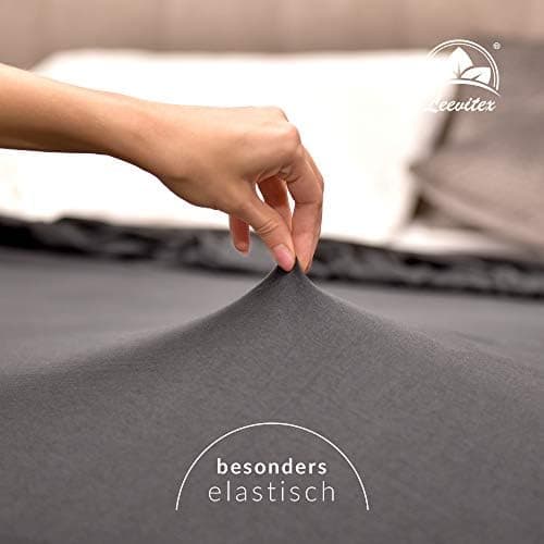 leevitex® Spannbettlaken 180x200–200x200 cm | 100% Jersey-Baumwolle | für Matratzen bis 25 cm