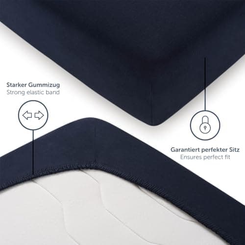 Blumtal® Spannbettlaken 90x200 cm Jersey – 100% Baumwolle, OEKO‑TEX STANDARD 100 – Dark Ocean Blue