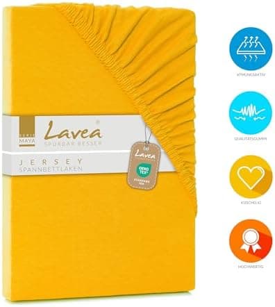 Lavea Spannbettlaken 120x200 cm – atmungsaktives Baumwoll‑Jersey, passend für Matratzen bis 20 cm (Mittelgrau)