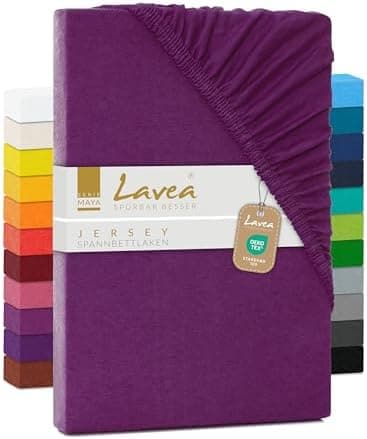 Lavea Spannbettlaken 120x200 cm – atmungsaktives Baumwoll‑Jersey, passend für Matratzen bis 20 cm (Mittelgrau)