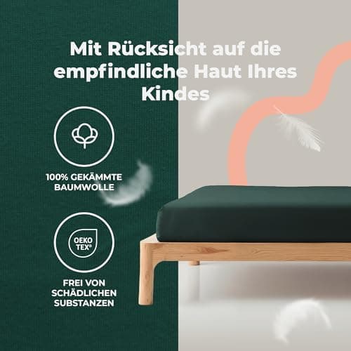 Soft Dream Spannbettlaken 90x200 cm Dunkelgrau – 100% gekämmte Baumwolle Jersey – für Kinder- & Juniorbett