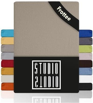 STUDIO Basic Frottee-Spannbettlaken 90 x 200 cm – weiches 80% Baumwolle/20% Polyester, elastisch & bügelfrei, OEKO-TEX f
