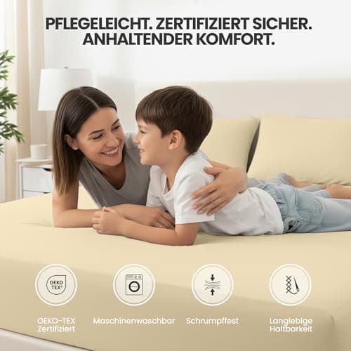 Utopia Bedding 2er-Set Spannbettlaken 140 x 200 cm – OEKO-TEX MADE IN GREEN zertifiziert – 35 cm Tiefe Tasche