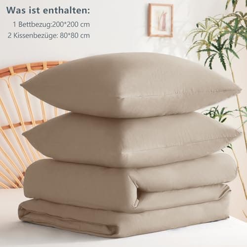 WAVVE Bettwäsche 135x200 – 4‑teiliges Mikrofaser‑Set Anthrazit (inkl. 2×80×80 cm Kissenbezüge) mit Reißverschluss, OEKO‑