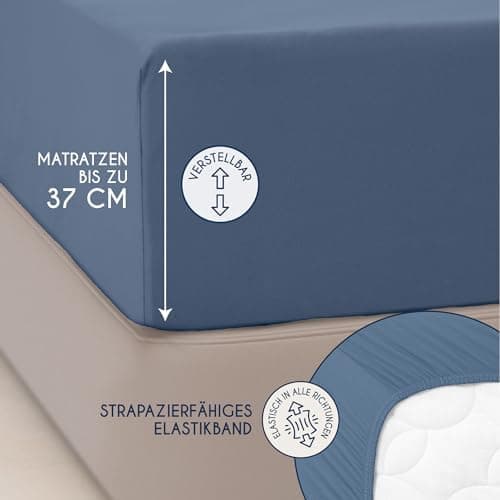 Dreamzie Topper-Spannbettlaken 180×200–200×200 cm – Jersey-Baumwolle 150 g/m², OEKO‑TEX STANDARD 100, extra niedrige Sei