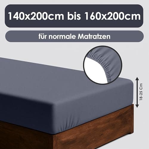 Jersey-Spannbettlaken / Spannbetttuch – 100% Baumwolle, 180x200–200x200 cm