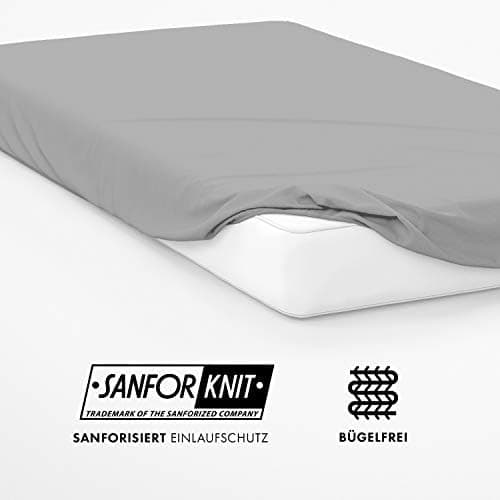 Jacobson Jersey-Spannbettlaken aus Baumwolle – OEKO-TEX STANDARD 100, 180x200–200x200 cm, Weiß