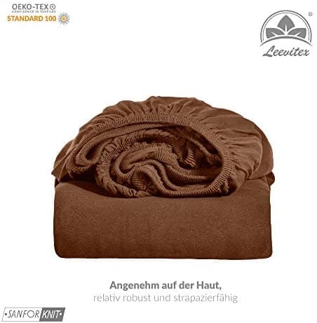 leevitex® Spannbettlaken 180x200–200x200 cm | 100% Jersey-Baumwolle | für Matratzen bis 25 cm