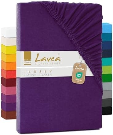 Lavea Spannbettlaken 120x200 cm – atmungsaktives Baumwoll‑Jersey, passend für Matratzen bis 20 cm (Mittelgrau)