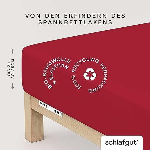 Schlafgut Pure Spannbettlaken 90x200 bis 100x220 cm – 95% Bio-Baumwolle & 5% Elasthan, Oeko-TEX zertifiziert – passend f