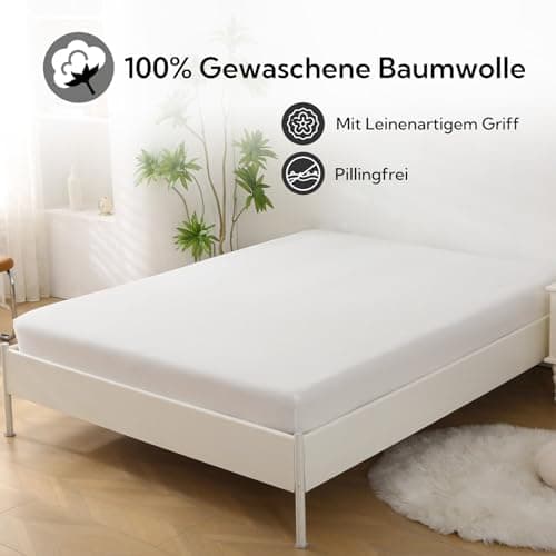 SOULFUL Spannbettlaken 120 x 200 cm (bis 25 cm Matratzenhöhe) – 100% gewaschene Baumwolle, atmungsaktiv & leinenartiger
