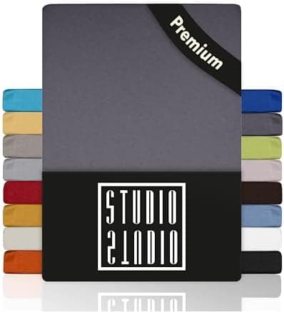 STUDIO Spannbettlaken Jersey – 97 % Baumwolle / 3 % Elastan – 120×200 / 120×220 / 130×200 / 130×220 cm, passend für Matr