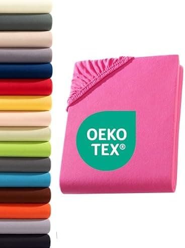 Jersey-Spannbettlaken 100% Baumwolle – 90–100×200 cm, für Matratzen bis 25 cm (Steghöhe bis 23 cm), Beige