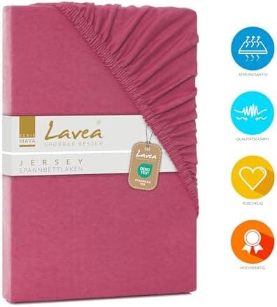Lavea Spannbettlaken 120x200 cm – atmungsaktives Baumwoll‑Jersey, passend für Matratzen bis 20 cm (Mittelgrau)