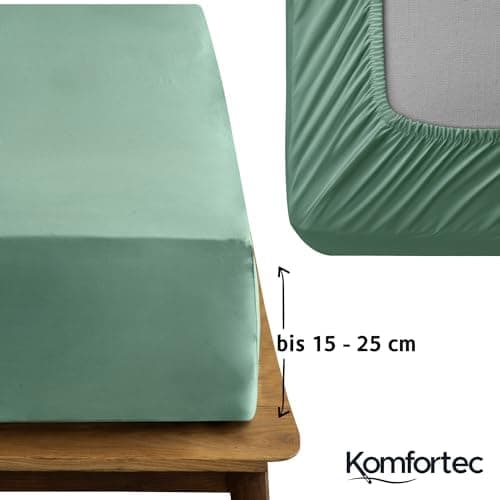 Komfortec Spannbettlaken 90x200 cm Jersey-Baumwolle – OEKO-TEX® Standard 100, Rundumgummizug für perfekte Passform, Weiß