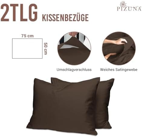 Pizuna Kissenbezüge 2er-Pack 40 x 80 cm Dunkelblau – 100% Langstapel-Baumwolle, 400 Fadenzahl