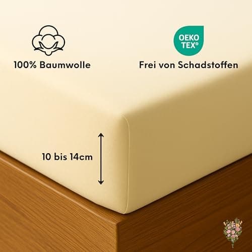Jersey-Spannbettlaken / Spannbetttuch – 100% Baumwolle, 180x200–200x200 cm