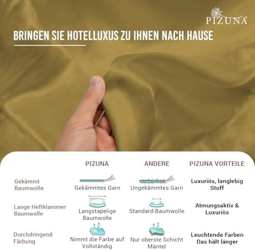 Pizuna Kissenbezüge 2er-Pack 40 x 80 cm Dunkelblau – 100% Langstapel-Baumwolle, 400 Fadenzahl