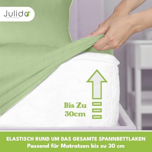 Julido Jersey-Spannbettlaken 140x200 cm – Baumwolle, OEKO-TEX® Standard 100, hautfreundlich & allergikergeeignet, Grün