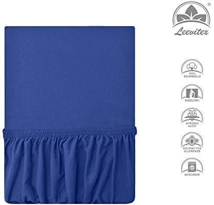 leevitex® Spannbettlaken 180x200–200x200 cm | 100% Jersey-Baumwolle | für Matratzen bis 25 cm