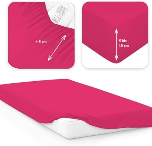 120x200 cm Jersey-Spannbettlaken – 100% Baumwolle, Weiß