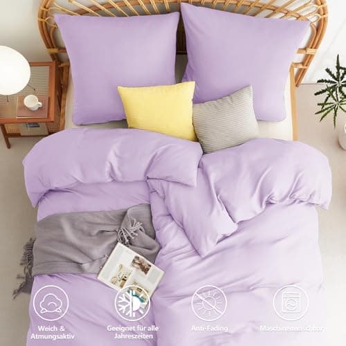 WAVVE Bettwäsche 135x200 – 4‑teiliges Mikrofaser‑Set Anthrazit (inkl. 2×80×80 cm Kissenbezüge) mit Reißverschluss, OEKO‑