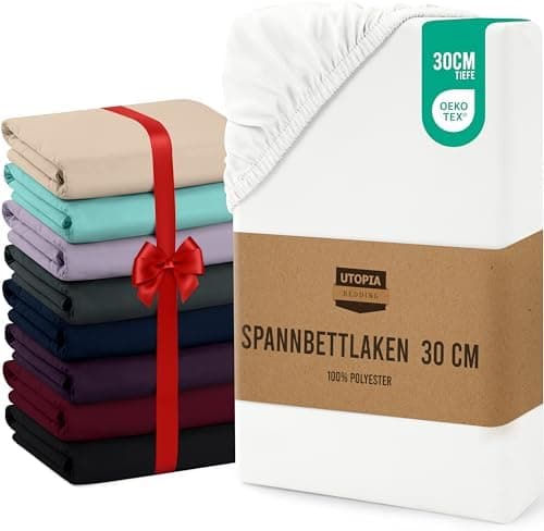 Utopia Bedding Spannbettlaken 120 x 200 cm für Matratzen bis 30 cm – gebürstete Mikrofaser, OEKO‑TEX® STANDARD 100