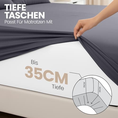 Utopia Bedding 2er-Set Spannbettlaken 140 x 200 cm – OEKO-TEX MADE IN GREEN zertifiziert – 35 cm Tiefe Tasche
