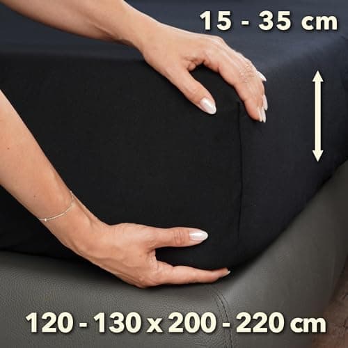 STUDIO Spannbettlaken Jersey – 97 % Baumwolle / 3 % Elastan – 120×200 / 120×220 / 130×200 / 130×220 cm, passend für Matr