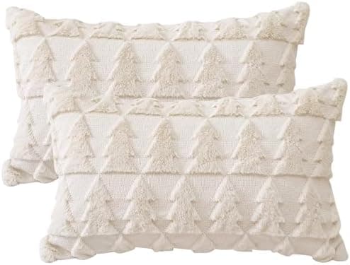 Artscope 2er-Set Kissenbezüge (40x40 cm) – weicher Kurzplüsch Wollsamt, Schneeflocke Creme Beige