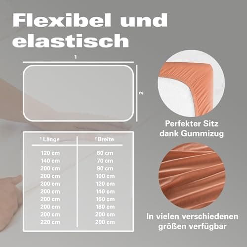 BaSaTex Bio-Jersey Spannbettlaken 120x200 cm – 100% Bio-Baumwolle, GOTS-zertifiziert – Taupe