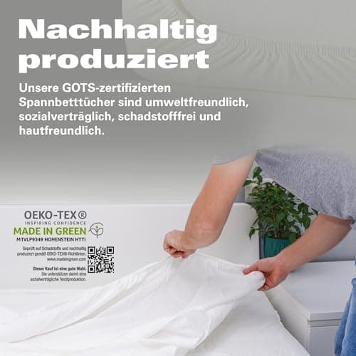 BaSaTex Bio-Jersey Spannbettlaken 120x200 cm – 100% Bio-Baumwolle, GOTS-zertifiziert – Taupe