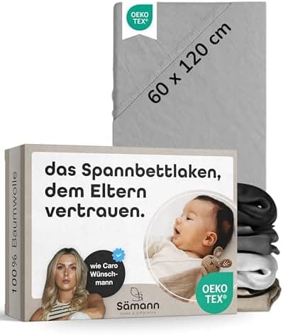 Sämann® Spannbettlaken Jersey 90x200 cm – Baumwolle, anthrazit