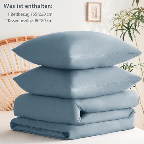 WAVVE Bettwäsche 135x200 – 4‑teiliges Mikrofaser‑Set Anthrazit (inkl. 2×80×80 cm Kissenbezüge) mit Reißverschluss, OEKO‑