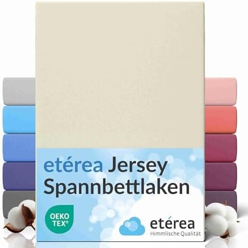 etérea Jersey-Spannbettlaken 80x200 cm Weiß – 100% Baumwolle, OEKO-TEX MADE IN GREEN & STANDARD 100