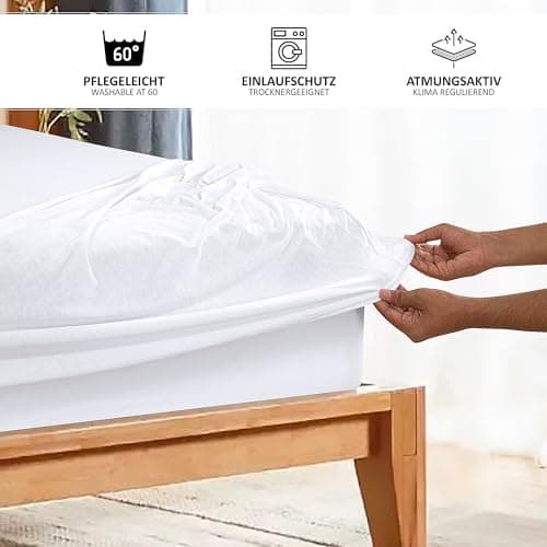 Jersey-Spannbettlaken 100% Baumwolle – 100% gekämmte Baumwolle, 90 x 200 cm (Steghöhe 27 cm)